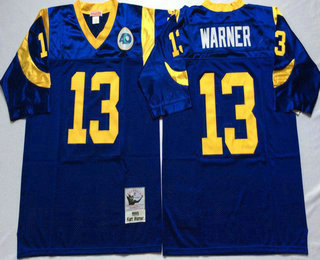 Men's Los Angeles Rams #13 Curt Warner Light Blue Throwback Jersey by Mitchell & Ness