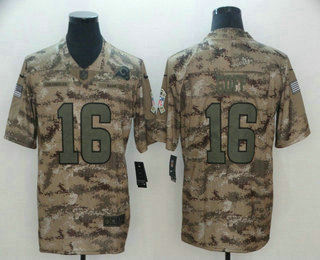 Men's Los Angeles Rams #16 Jared Goff 2018 Camo Salute to Service Stitched NFL Nike Limited Jersey