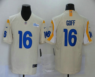 Men's Los Angeles Rams #16 Jared Goff Cream 2020 NEW Vapor Untouchable Stitched NFL Nike Limited Jersey