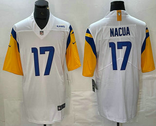 Men's Los Angeles Rams #17 Puka Nacua 2022 White Vapor Untouchable Limited Stitched Jersey