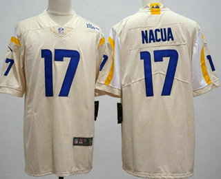 Men's Los Angeles Rams #17 Puka Nacua Limited Bone Vapor Jersey