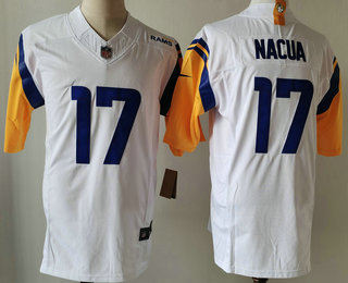 Men's Los Angeles Rams #17 Puka Nacua White 2023 FUSE Vapor Limited Stitched Jersey