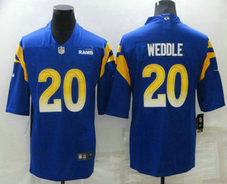 Men's Los Angeles Rams #20 Eric Weddle 2021 Blue Vapor Untouchable Limited Stitched Jersey