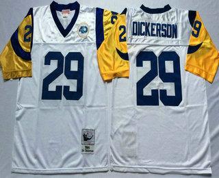 Men's Los Angeles Rams #29 Eric Dickerson White Throwback Jersey by Mitchell & Ness