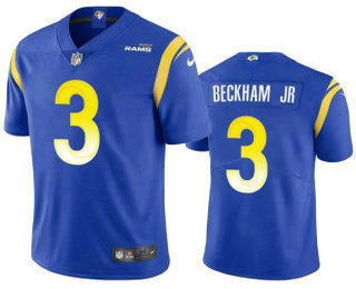 Men's Los Angeles Rams #3 Odell Beckham Jr 2021 Vapor Untouchable Limited Stitched Football Royal Jersey