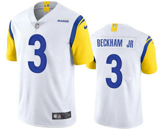 Men's Los Angeles Rams #3 Odell Beckham Jr 2021 White Vapor Untouchable Limited Stitched Football Jersey