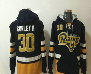 Men's Los Angeles Rams #30 Todd Gurley II NEW Navy Blue Pocket Stitched NFL Pullover Hoodie