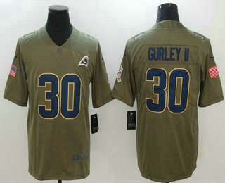 Men's Los Angeles Rams #30 Todd Gurley II Olive 2017 Salute To Service Stitched NFL Nike Limited Jersey