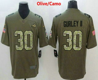 Men's Los Angeles Rams #30 Todd Gurley II Olive With Camo 2017 Salute To Service Stitched NFL Nike Limited Jersey