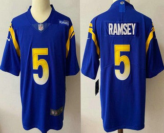 Men's Los Angeles Rams #5 Jalen Ramsey Blue 2021 NEW Vapor Untouchable Stitched NFL Nike Limited Jersey