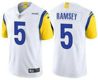 Men's Los Angeles Rams #5 Jalen Ramsey White 2021 NEW Vapor Untouchable Stitched NFL Nike Limited Jersey