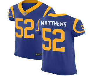 Men's Los Angeles Rams #52 Clay Matthews Royal Blue 2017 Vapor Untouchable Stitched NFL Nike Elite Jersey