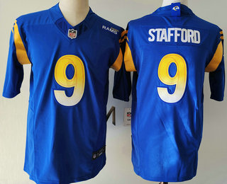 Men's Los Angeles Rams #9 Matthew Stafford Blue 2023 FUSE Vapor Limited Stitched Jersey