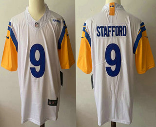 Men's Los Angeles Rams #9 Matthew Stafford White 2021 NEW Vapor Untouchable Stitched NFL Nike Limited Jersey