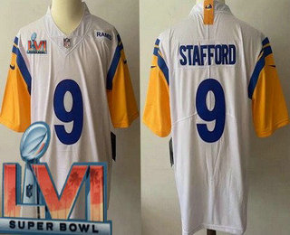 Men's Los Angeles Rams #9 Matthew Stafford White 2022 Super Bowl LVI Vapor Untouchable Stitched Limited Jersey