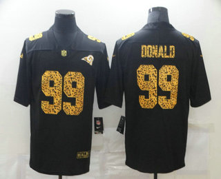 Men's Los Angeles Rams #99 Aaron Donald Black 2020 Nike Flocked Leopard Print Vapor Limited NFL Jersey