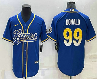 Men's Los Angeles Rams #99 Aaron Donald Blue Stitched Cool Base Nike Baseball Jersey