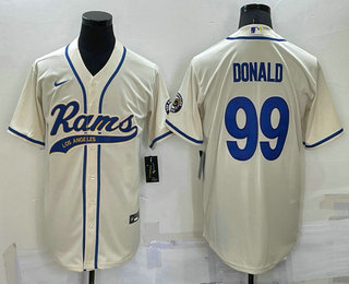 Men's Los Angeles Rams #99 Aaron Donald Cream Stitched Cool Base Nike Baseball Jersey