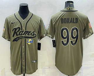 Men's Los Angeles Rams #99 Aaron Donald Olive 2022 Salute to Service Cool Base Stitched Baseball Jersey