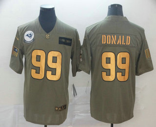 Men's Los Angeles Rams #99 Aaron Donald Olive Gold 2019 Salute To Service Stitched NFL Nike Limited Jersey