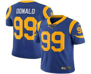 Men's Los Angeles Rams #99 Aaron Donald Royal Blue 100th Season 2017 Vapor Untouchable Stitched NFL Nike Limited Jersey