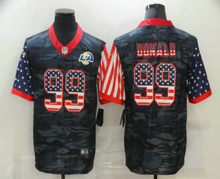 Men's Los Angeles Rams #99 Aaron Donald USA Camo 2020 Salute To Service Stitched NFL Nike Limited Jersey