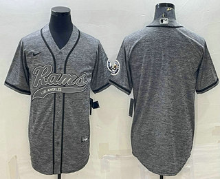 Men's Los Angeles Rams Blank Grey Gridiron Cool Base Stitched Baseball Jersey