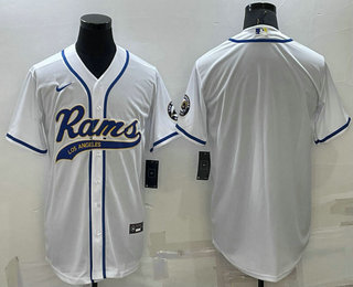 Men's Los Angeles Rams Blank White Stitched MLB Cool Base Nike Baseball Jersey