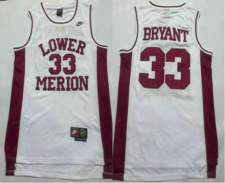 Men's Lower Merion #33 Kobe Bryant White Stitched Jersey
