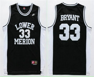 Men's Lower Merion High School #33 Kobe Bryant Black Swingman Nike Baseketball Jersey