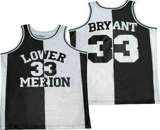 Men's Lower Merion High School #33 Kobe Bryant Black White Split Basketball Jersey