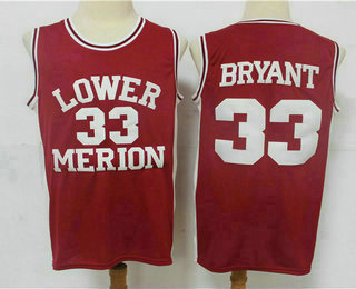 Men's Lower Merion High School #33 Kobe Bryant Red High School Swingman Jersey