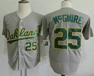 Men's MLB Oakland Athletics A's #25 Mark Mcgwire Throwback VINTAGE Grey Jersey size S-3XL