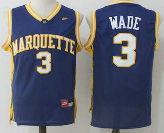 Men's Marquette Golden Eagles #3 Dwyane Wade Navy Blue College Basketball Nike Swingman Stitched NCAA Jersey