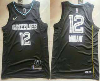 Men's Memphis Grizzlies #12 Ja Morant Black 2022 75th Anniversary MVP Swingman Jersey