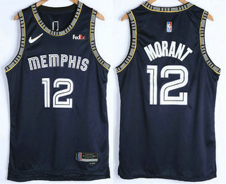 Men's Memphis Grizzlies #12 Ja Morant Black 75th 2022 City Edition Stitched Swingman Jersey