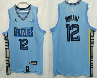 Men's Memphis Grizzlies #12 Ja Morant Blue 2022 Nike Swingman Stitched Jersey With Sponsor