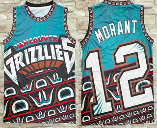 Men's Memphis Grizzlies #12 Ja Morant Green City Laser Printing Jersey