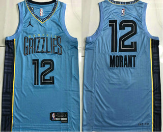 Men's Memphis Grizzlies #12 Ja Morant Light Blue 2022 Nike Stitched AU Jersey