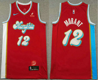 Men's Memphis Grizzlies #12 Ja Morant Red 2024 City Icon Sponsor Swingman Jersey