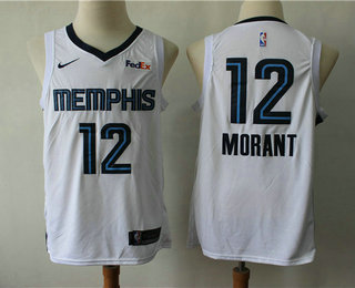 Men's Memphis Grizzlies #12 Ja Morant White 2019 Nike Swingman Stitched NBA Jersey With The Sponsor Logo