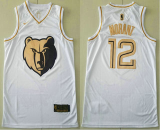 Men's Memphis Grizzlies #12 Ja Morant White Golden Nike Swingman Stitched NBA Jersey