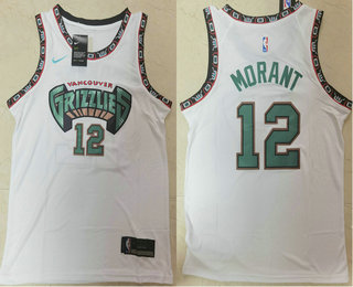 Men's Memphis Grizzlies #12 Ja Morant White Nike 2019 Hardwood Classics Green Throwback Swingman Jersey