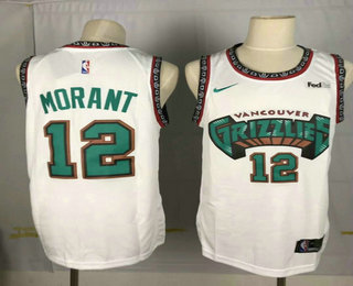 Men's Memphis Grizzlies #12 Ja Morant White Nike 2019 Hardwood Classics Green Throwback Swingman Jersey