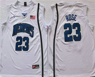Men's Memphis Tigers #23 Derrick Rose White College Basketball Jersey