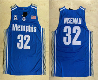 Men's Memphis Tigers #32 James Wiseman Blue College Basketball Swingman Stitched Jersey