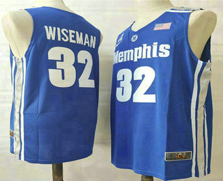 Men's Memphis Tigers #32 James Wiseman Blue College Basketball Swingman Stitched Jersey