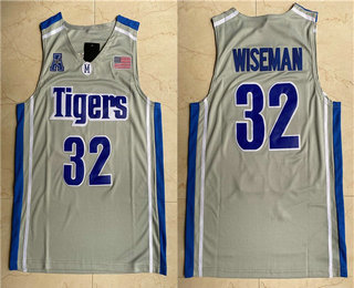 Men's Memphis Tigers #32 James Wiseman Grey College Basketball Swingman Stitched Jersey
