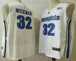 Men's Memphis Tigers #32 James Wiseman White College Basketball Swingman Stitched Jersey