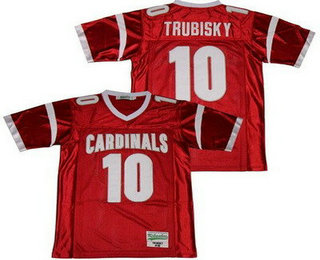 Men's Mentor High School Cardinals #10 Mitchell Trubisky Red Football Jersey